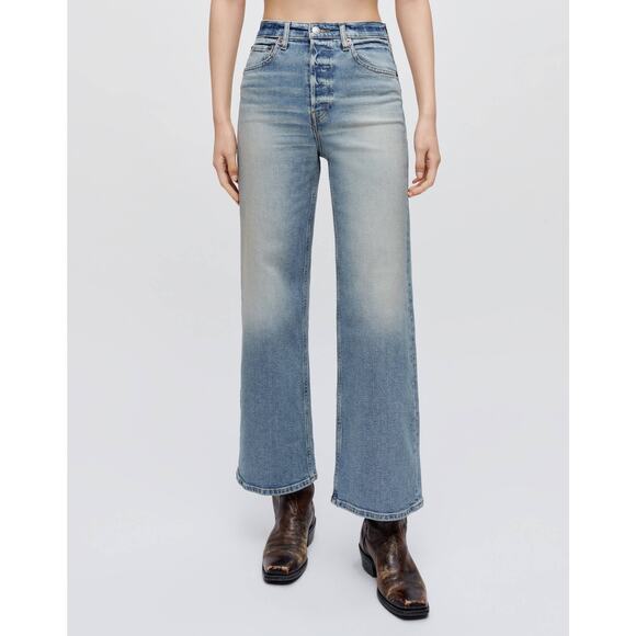 Redone comfort stretch high rise wide leg jeans size 32 - Picture 1 of 6